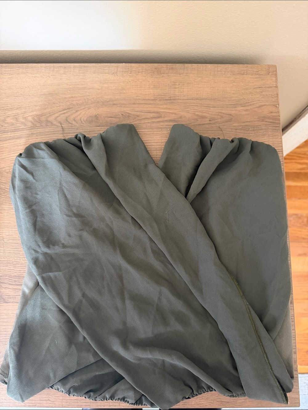 Charlotte Russe Olive Green Wrap-Style strapless Top